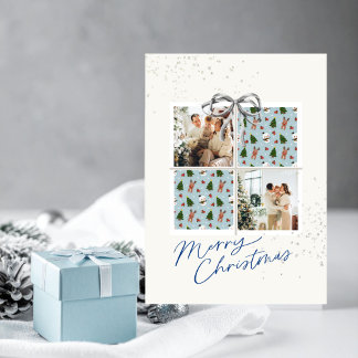 2-Foto-Weihnachtsgeschenkkarte Rudolph Firs Silver Einladung