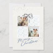 2-Foto-Weihnachtsgeschenkkarte Sanfter Schnee Silb Einladung (Vorderseite)