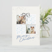 2-Foto-Weihnachtsgeschenkkarte Sanfter Schnee Silb Einladung (Stehend Vorderseite)