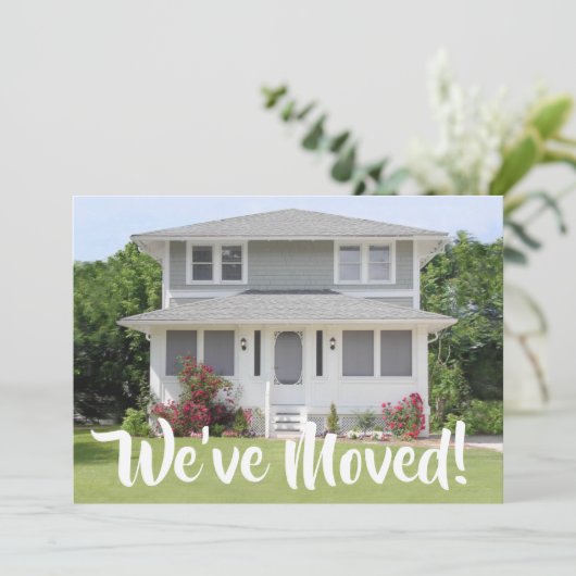 2 Foto Wir haben neue Zuhause verändert Adresse Ankündigung (Stehend Vorderseite)