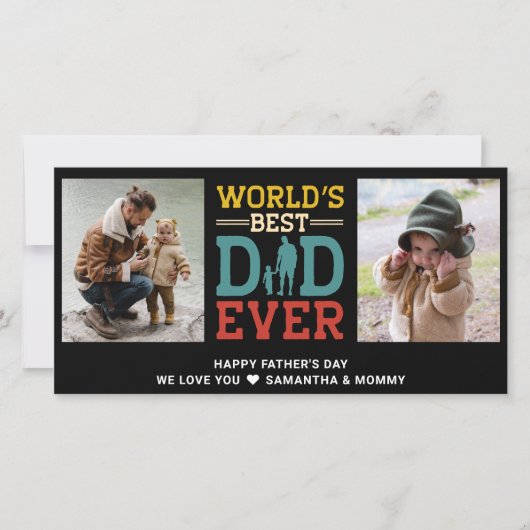 2 FotoCollage Bester Vater je Gruß hinzufügen Karte (Vorderseite)