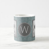 2 FotoCollage - Damask Blue und Monogram Kaffeetasse (Mittel)