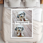 2 Fotocollage Familienname und Hochzeitstermin hin Fleecedecke