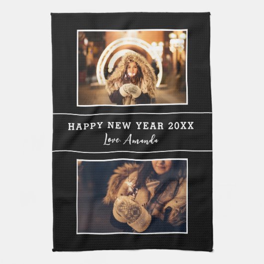 2 FotoCollage Happy New Year 2023 Geschirrtuch (Vertikal)