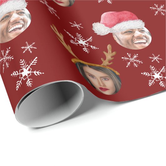 2 Fotocollage Santa und Reinreder Geschenkpapier (Rolleneckpunkt)