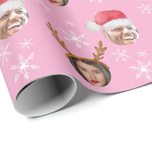 2 Fotocollage Santa und Reinreder Geschenkpapier (Rolleneckpunkt)