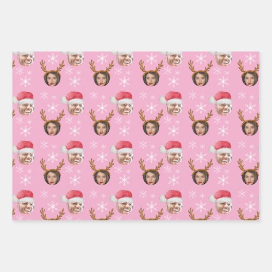 2 Fotocollage Santa und Reinreder Geschenkpapier Set (Vorderseite 2)