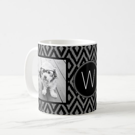 2 FotoCollage - Schwarz-Grau-Kat und Monogramm Kaffeetasse (Vorderseite Links)