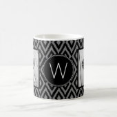 2 FotoCollage - Schwarz-Grau-Kat und Monogramm Kaffeetasse (Mittel)
