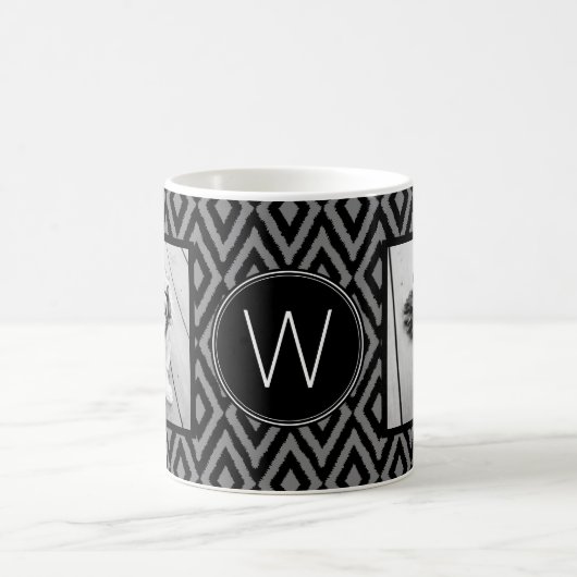 2 FotoCollage - Schwarz-Grau-Kat und Monogramm Kaffeetasse (Mittel)