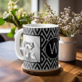 2 FotoCollage - Schwarz-Grau-Kat und Monogramm Kaffeetasse