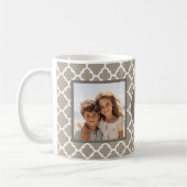 2 FotoCollage - Taupe Quatrefolie und Monogramm Kaffeetasse (Links)