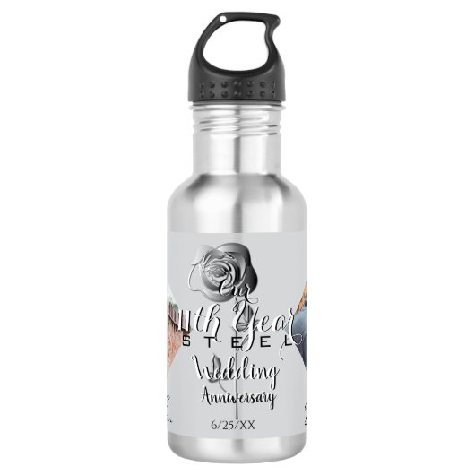 2 Fotos11. Hochzeitstag Stahl Rose Edelstahlflasche (Vorderseite)