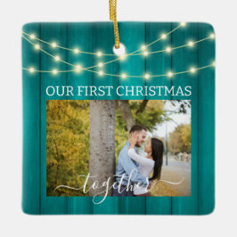 2 Fotos 1. Weihnachten Aquamarines Parkett Keramikornament