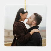 2 Fotos 1. Weihnachten zusammen Rustikales Holzkör Keramikornament (Rückseite)