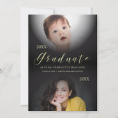 2 Fotos Abschluss Dann & Jetzt Moderne Einladung (Vorderseite)