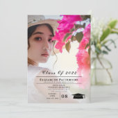 2 Fotos Abschluss, einfach, elegante Script Invita Einladung (Stehend Vorderseite)