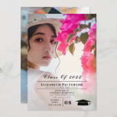 2 Fotos Abschluss, einfach, elegante Script Invita Einladung (Vorne/Hinten)