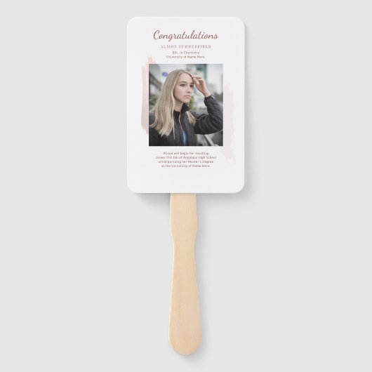 2 Fotos Abschluss Rose Gold Script Grad Fächer (Rückseite)