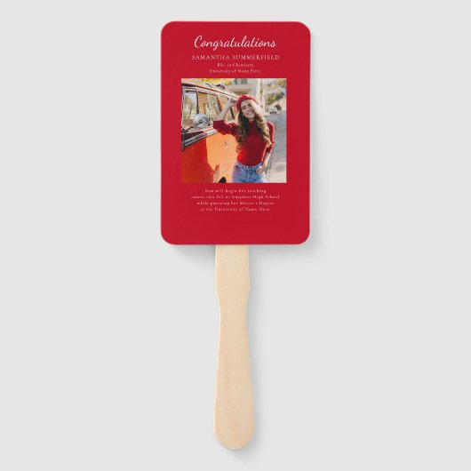 2 Fotos Abschluss White Red Grad 2025 Custom Fächer (Rückseite)