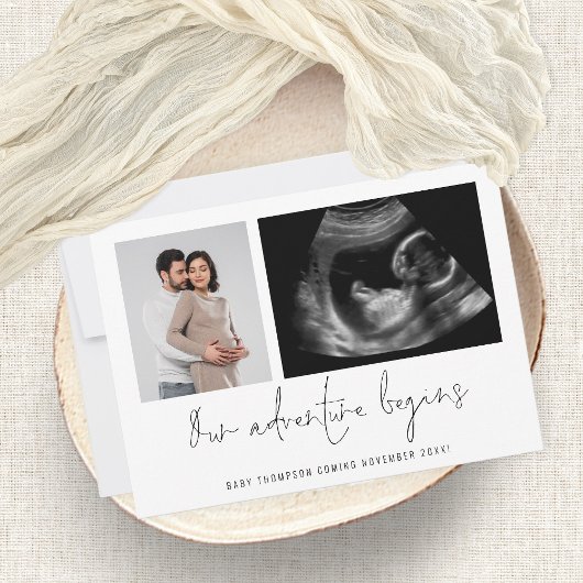 2 Fotos Adventure fängt Schwangerschaft an Ankündi Ankündigung