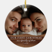 2 Foto's Baby's First Christmas - Rustikales Holz Keramik Ornament (Hinten)