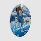 2 Fotos Blauer Farbton Merry & Bright Ornament (Vorderseite)