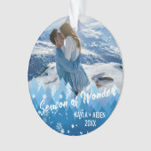 2 Fotos Blauer Farbton Merry & Bright Ornament (Vorderseite)