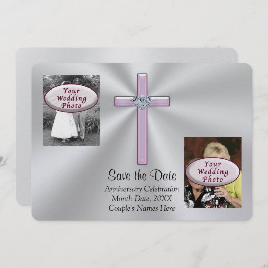 2 Fotos, Christlicher Text, Datumskarten speichern Save The Date (Vorne/Hinten)