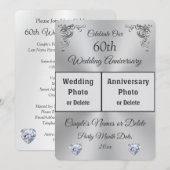 2 Fotos, Custom, Diamond Anniversary Einladungen (Vorne/Hinten)