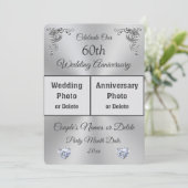 2 Fotos, Custom, Diamond Anniversary Einladungen (Stehend Vorderseite)