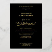 2 Fotos Doppelwins Abschluss Goldenes Schwarz Folieneinladung (Rückseite)