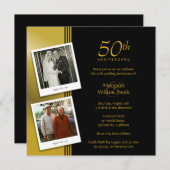 2 Fotos Goldenes 50. Hochzeitsszenario Party Einladung (Vorne/Hinten)