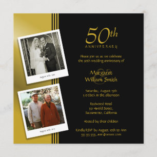 2 Fotos Goldenes 50. Hochzeitsszenario Party Einladung