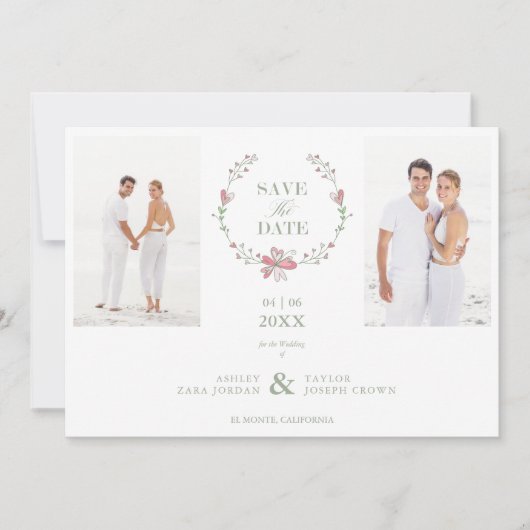 2 Fotos Grüne Blumenzange Hochzeit Covid19 (Vorderseite)