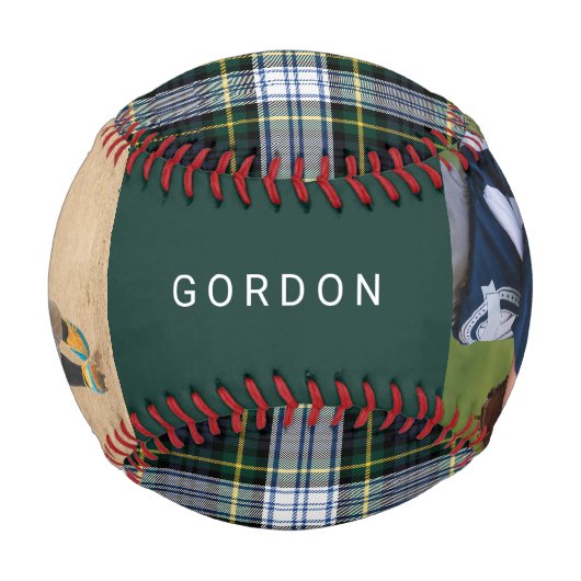 2 Fotos Grüner weißer Karo Tartan Keepake Baseball (Rückseite)