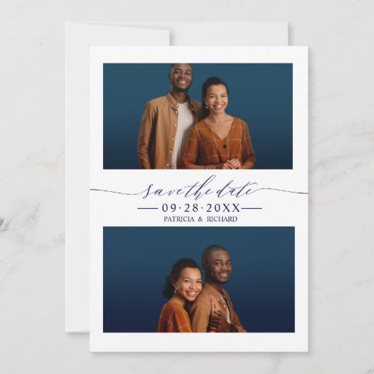 2 Fotos Hochzeit speichern das Datum Einladung (Vorderseite)