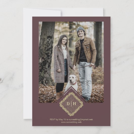 2 Fotos Hochzeitstipps Ornamentik Elegant Einladung (Rückseite)