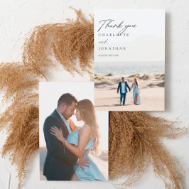 2 Fotos Klassische Elegante handgeschriebene Hochz Dankeskarte