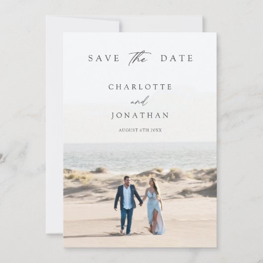 2 Fotos Klassische Elegante handgeschriebene Hochz Save The Date (Vorderseite)