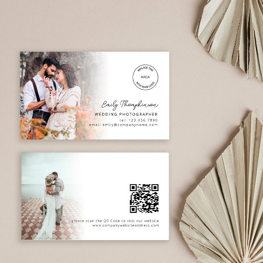 2 Fotos Logo QR Code Hochzeitfotograf Visitenkarte