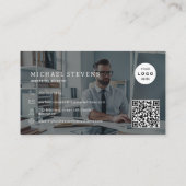 2 Fotos Logo QR-Code modern beruflich Visitenkarte (Rückseite)