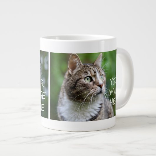 2 Fotos machen Ihr eigenes neues Tier Katze Hund F Jumbo-Tasse (Vorderseite Rechts)