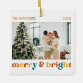 2 Fotos Merry & Bright Family Retro Keramikornament (Vorderseite)