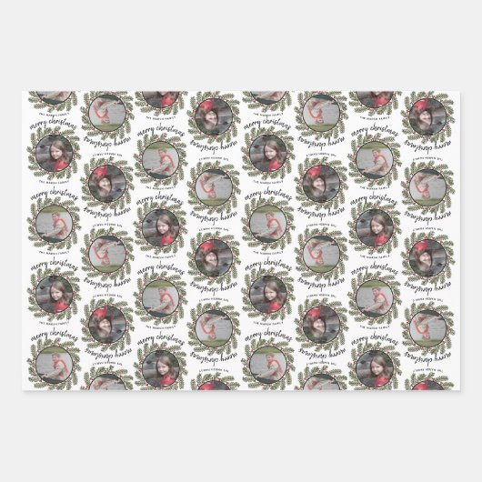 2 Fotos mit Whimsical Branches Frohe Weihnachten Geschenkpapier Set (Vorderseite 3)