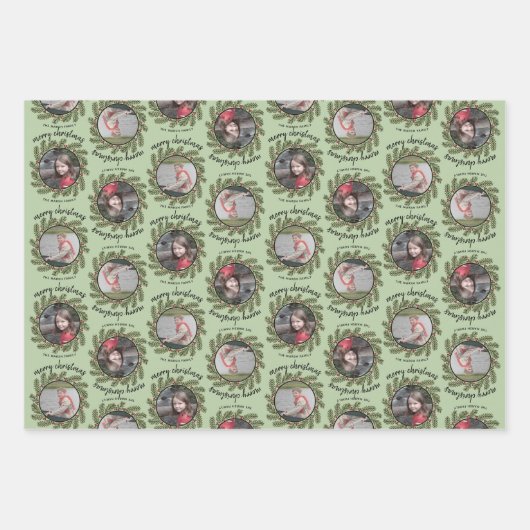 2 Fotos mit Whimsical Branches Frohe Weihnachten Geschenkpapier Set (Vorderseite 2)