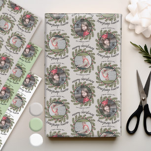 2 Fotos mit Whimsical Branches Frohe Weihnachten Geschenkpapier Set