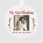 2 Fotos Mutter und Kind Erste Weihnachten zusammen Ornament (Vorderseite)