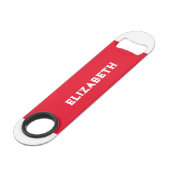 2 Fotos Namensinitialen weiß rot Speed Flaschenöffner (Vorderseite Schrägansicht)