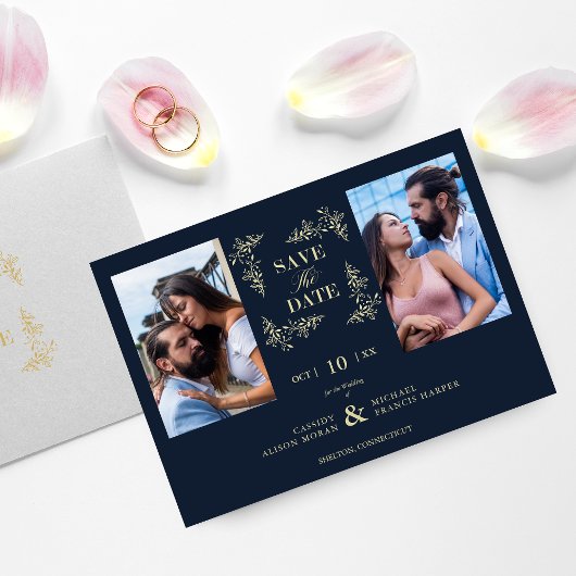2 Fotos Navy Chic Trendy Collage Wedding Covid19